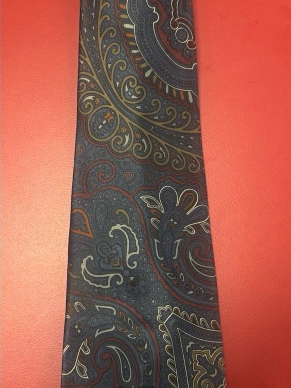Men's Paisley Necktie in Navy and Brown by